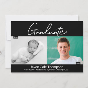 Male Graduate Then and Now high school Grad photo Announcement