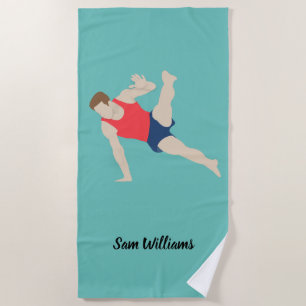 Male Gymnast Beach Towel