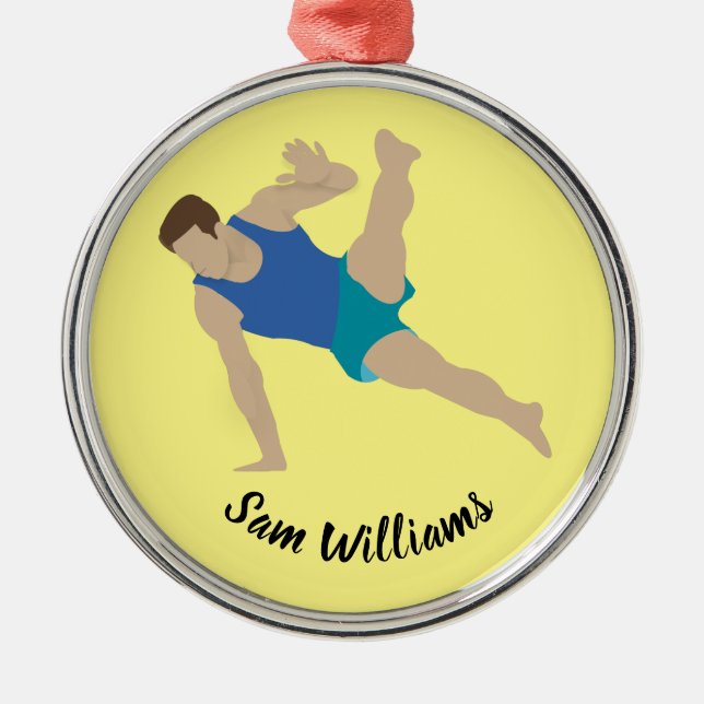 Male Gymnast Metal Tree Decoration (Front)