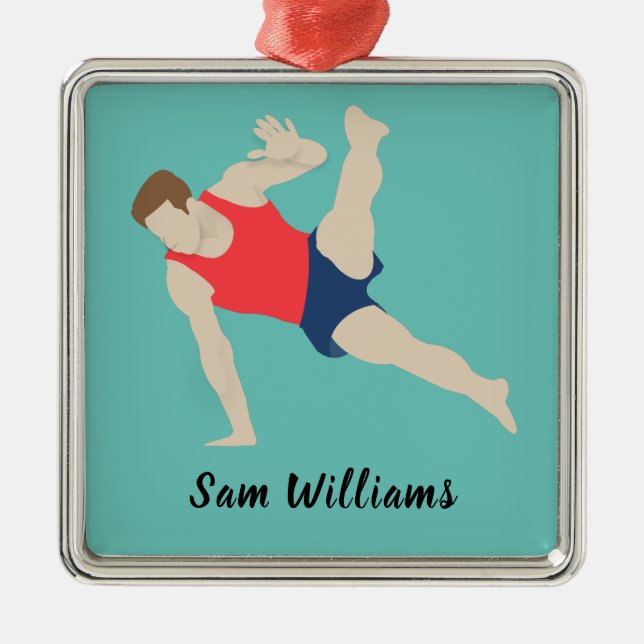 Male Gymnast Metal Tree Decoration (Front)