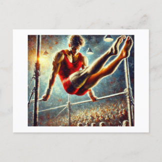Male Gymnast on Parallel Bars,  Postcard