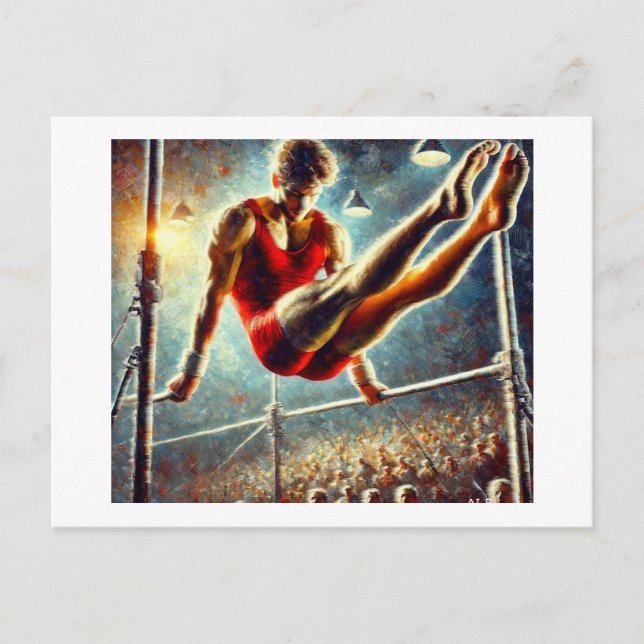 Male Gymnast on Parallel Bars,  Postcard (Front)