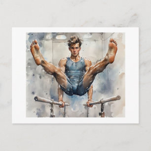 Male Gymnast on Parallel Bars, Postcard