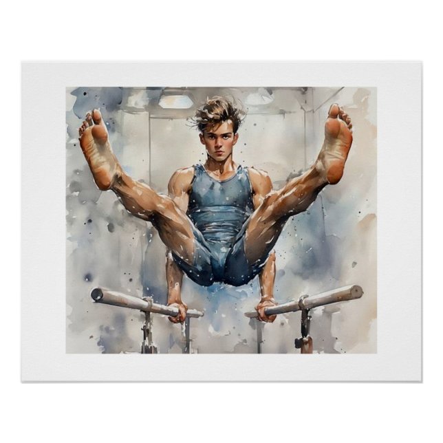 Male Gymnast on Parallel Bars,  Poster (Front)
