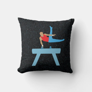 Male Gymnast on Pommel Horse, Cool Gymnastics Cushion