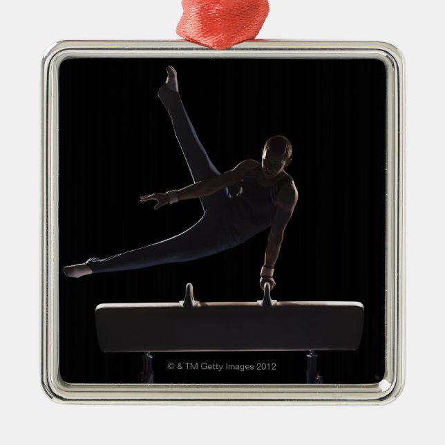 Male gymnast on pommel horse metal tree decoration (Front)