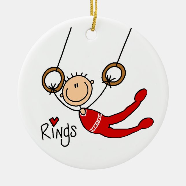 Male Gymnast on Rings  Ceramic Tree Decoration (Front)
