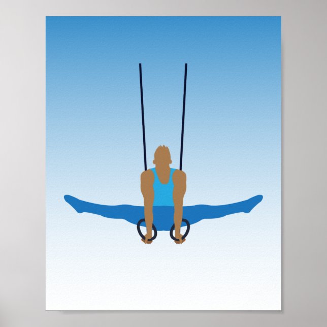 Male Gymnast on Steady Rings Illustrated Poster (Front)