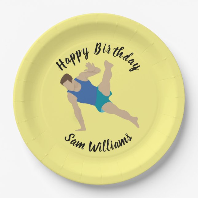Male Gymnast Paper Plate (Front)