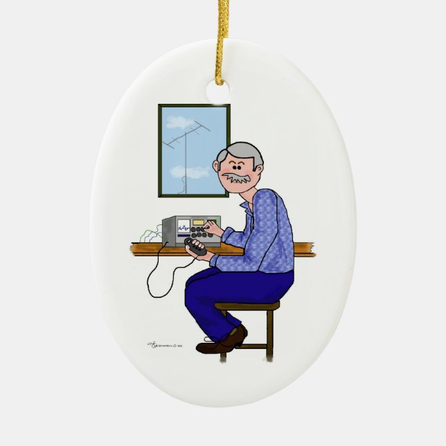 Male Ham -Grey Hair Moustache Xmas Ornament (Front)