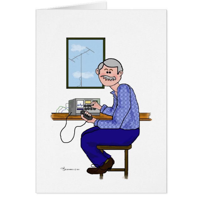 Male Ham Radio Operator - Grey Hair & Moustache (Front)