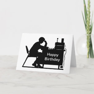 Male Ham Taking Message Silhouette Birthday Card