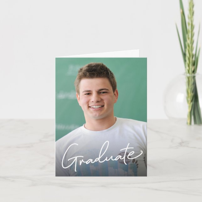 Male High school graduate Custom Photo details Announcement (Front)