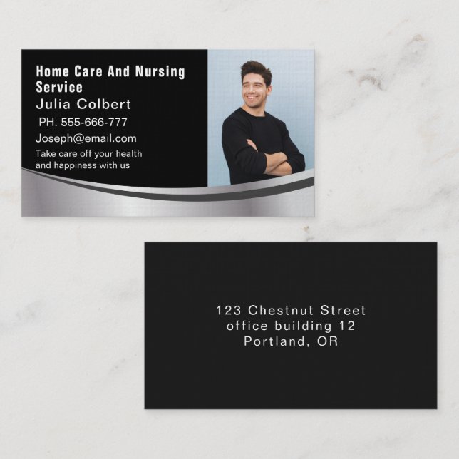 Male Home Care and Nursing Services Business Card (Front/Back)