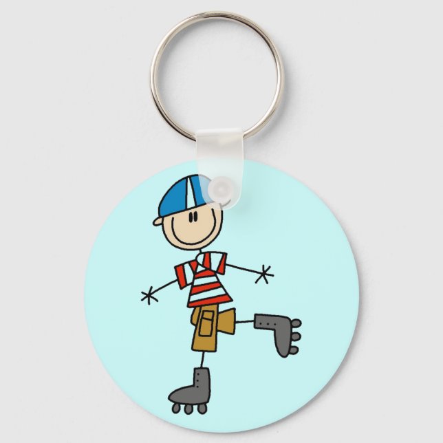 Male In-Line Skating Tshirts and Gifts Key Ring (Front)