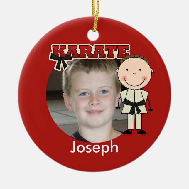 Male Karate Photo Ornament (Front)