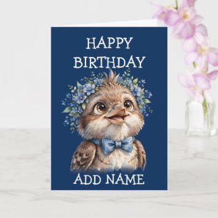 Male Kookaburra: Baby Animal Pastel Bow Birthday Card