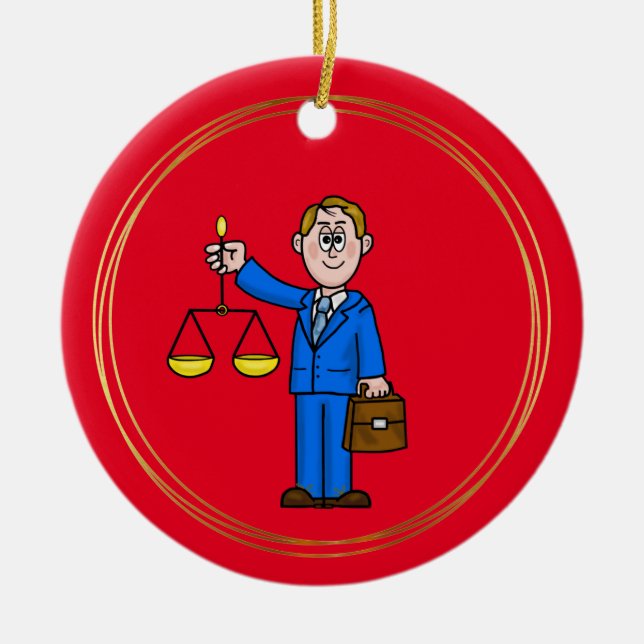Male Lawyer Personalised Christmas Ornament (Front)