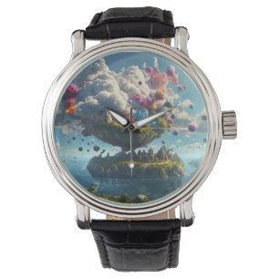 Male leather Vintage-style clock. Watch