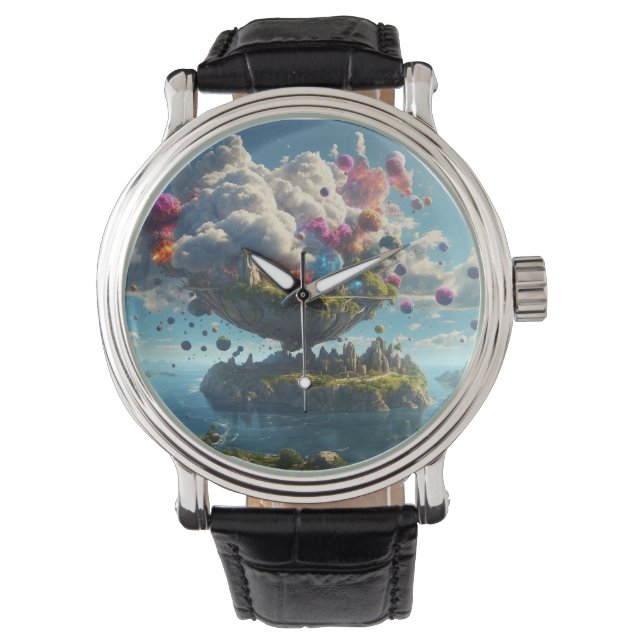 Male leather Vintage-style clock. Watch (Front)