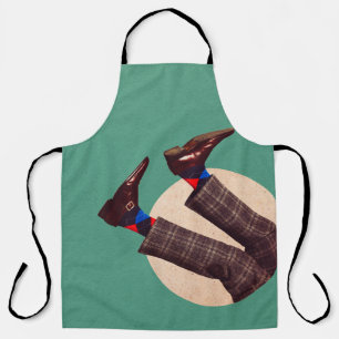 Male legs stacking in round on pastel geometrical apron