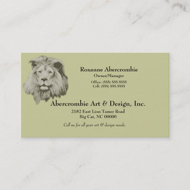Male Lion Business Card (Front)