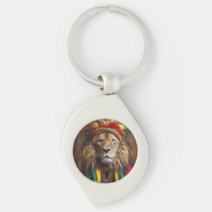Male Lion Dressed In Rastafarian Outfit Key Ring