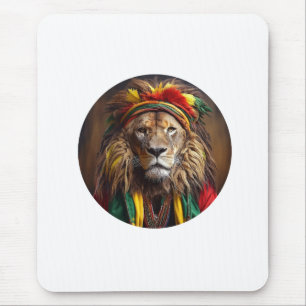 Male Lion Dressed In Rastafarian Outfit Mouse Mat
