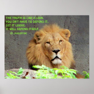 Male Lion St. Augustine Truth Quote Poster
