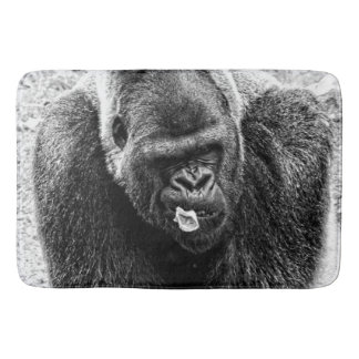 Male Lowland Silverback Gorilla, Black and White Bath Mat