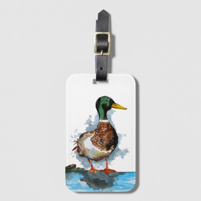 Male Mallard Duck Luggage Tag (Front Vertical)