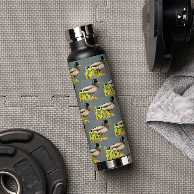 Male Mallard Duck Pattern Water Bottle (Gym)