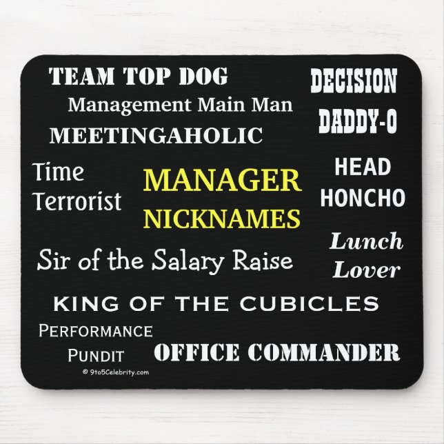 MALE MANAGER Funny Nicknames & Rude Job Titles Mouse Mat (Front)