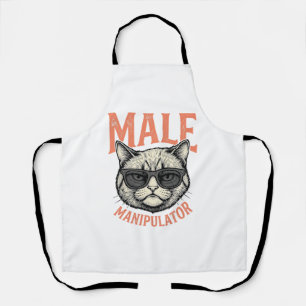 Male Manipulator Funny Cat Sunglasses Vintage Shir Apron