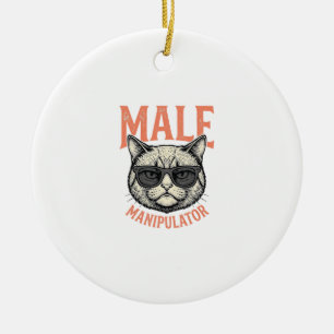 Male Manipulator Funny Cat Sunglasses Vintage Shir Ceramic Tree Decoration