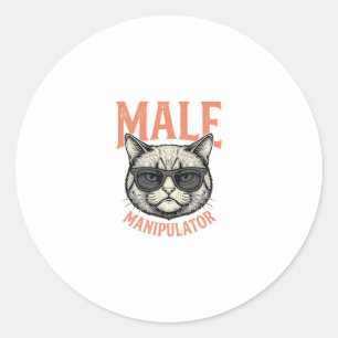 Male Manipulator Funny Cat Sunglasses Vintage Shir Classic Round Sticker