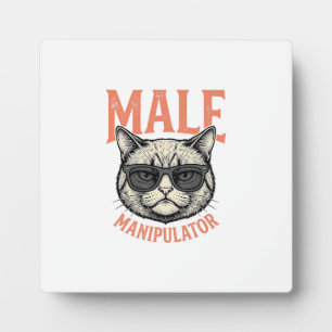 Male Manipulator Funny Cat Sunglasses Vintage Shir Plaque