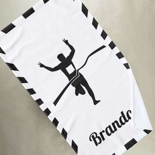 Male Marathon Runner Cross Country Jogging Name Hand Towel (Creator Uploaded)