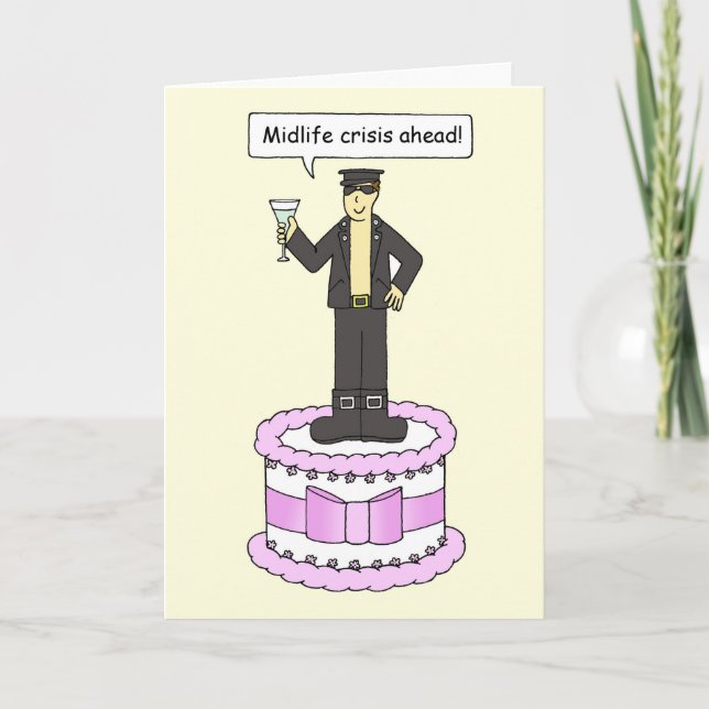 Male Midlife Crisis Birthday Cartoon Humor Card (Front)