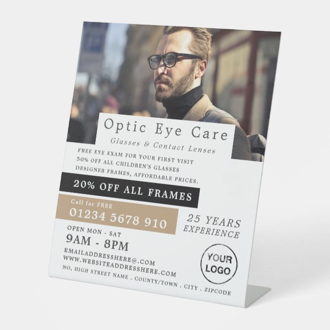 Male Model, Optician, Technical Practitioner Pedestal Sign (Front)