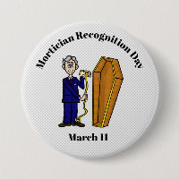 Male Mortician with Coffin Button