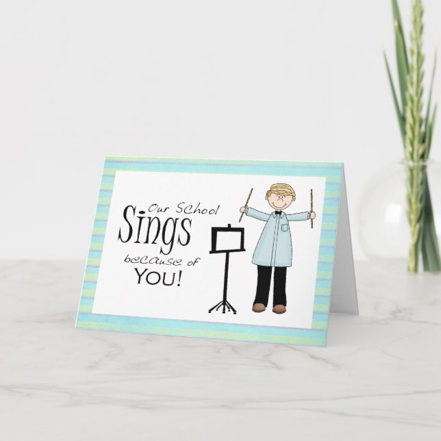 Male Music Teacher Appreciation Thank You Card (Front)