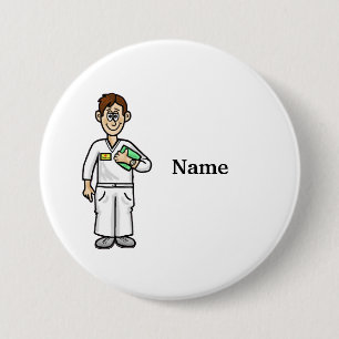 Male Nurse Big White Button  Add Name!
