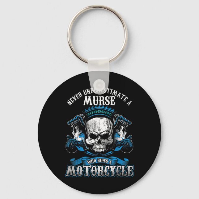 Male Nurse Biker Shirt Never Underestimate Murse M Key Ring (Front)