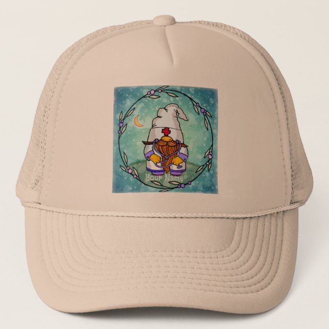 Male nurse gnome  trucker hat (Front)