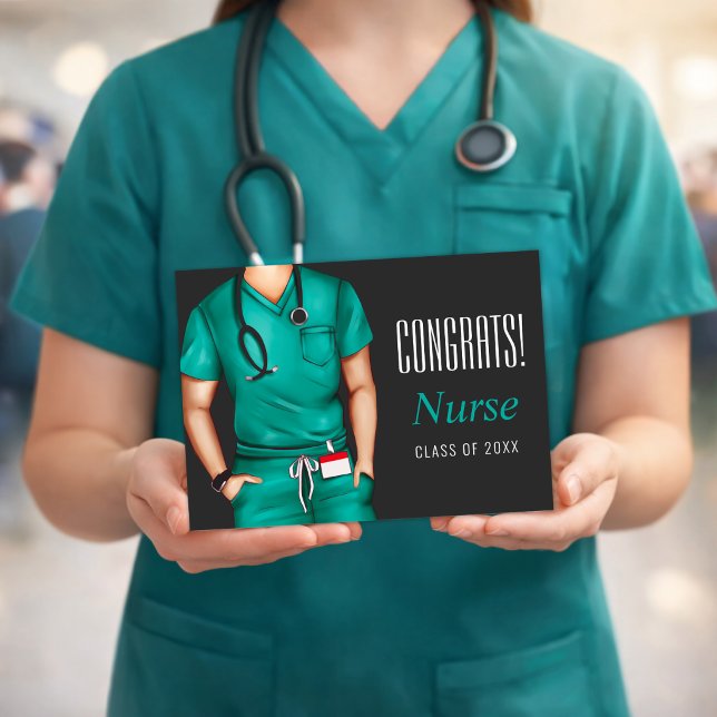 Male Nurse Graduation Congratulations Card (Nurse graduation card held in scrubs, clean and meaningful design)