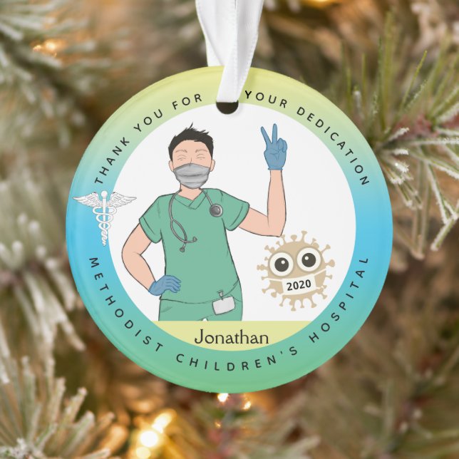 Male Nurse, Hospital Christmas Ornament (Tree)
