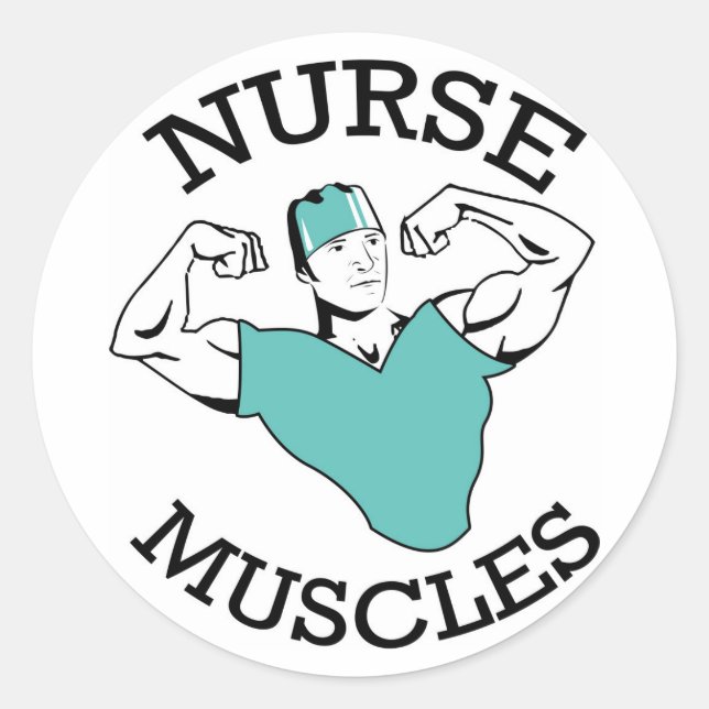 Male Nurse Muscles logo Classic Round Sticker (Front)