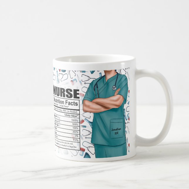 Male Nurse Nutrition  Personalised  Coffee Mug (Right)