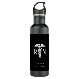 Male Nurse RN Graduate Black White Personalised 710 Ml Water Bottle